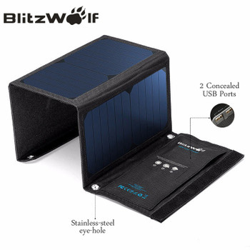 BlitzWolf 20W Solar Power Bank Solar Panel Portable Charger External Battery Universal Powerbank For iPhone For Xiaomi Phones
