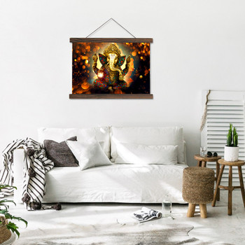 Scroll painting modern wall art hanging canvas painting The Hindu God Ganesh HD printed pictures for living room decoration