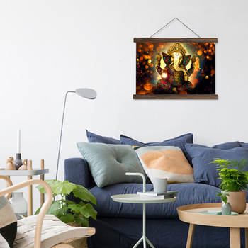 Scroll painting modern wall art hanging canvas painting The Hindu God Ganesh HD printed pictures for living room decoration
