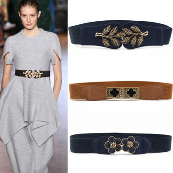 HooltPrinc New Vintage Design Belt For Women alloy Buckle Wide Elastic Stretch Waist Belt Female PU Leather Fashion Joker Belt
