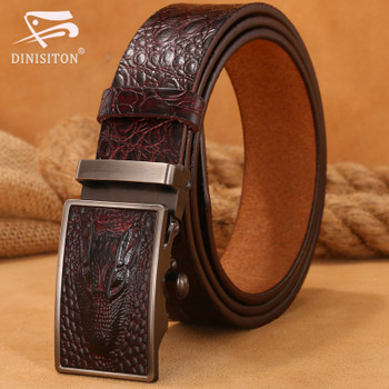 DINISITON Men belts Luxury Genuine Leather Crocodile designer High Quality Automatic Belt Man Buckle Real Cowhide Jeans