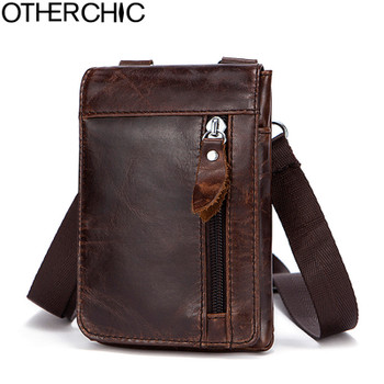 OTHERCHIC Genuine Leather Small Bags Men Leather Belt Waist Pack Messenger Bags Phone Pouch Fanny Pack Crossbody Bag L-7N07-41