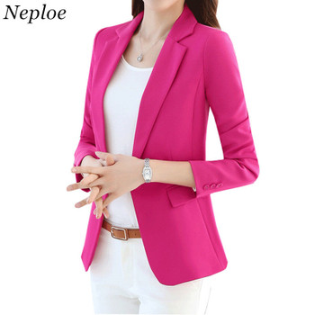 Neploe Plus Size Blazer Solid Coat 2018 Spring Single Button Outwear Women Office Wear Blazers Pure Color Female OL Coats 33822