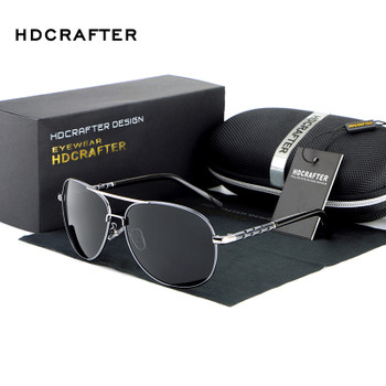HDCRAFTER Men Polarized Aviator Sunglasses New brand designer Aluminum Magnesium Driving Male Fashion Sunglasses 2018