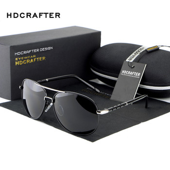 HDCRAFTER Men Polarized Aviator Sunglasses New brand designer Aluminum Magnesium Driving Male Fashion Sunglasses 2018