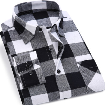 2017 New Mens Plaid Shirt 100% Cotton High Quality Mens Business Casual Long Sleeve Shirt Male Social Dress Shirts Flannel