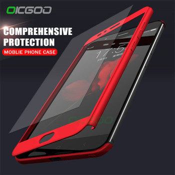 OICGOO 360 Degree Full Case For Huawei P10 Lite P9 Lite With Glass Phone Cover For Honor 9 Lite Mate 9 V10 P10 Plus Case Shell