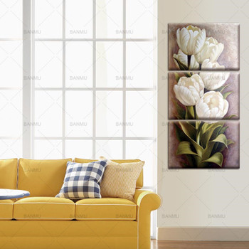 Tulips 3 Panels Wall Art Canvas Paintings Wall Decorations for Living Room Home Office Artwork Giclee Wall Artwork Home Decor