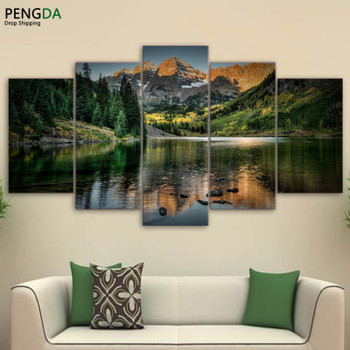 Modular Pictures Home Wall Frame Modern Poster HD Printed 5 Pieces Canvas Art Colorado Ozero Mountain Decor Oil Painting PENGDA