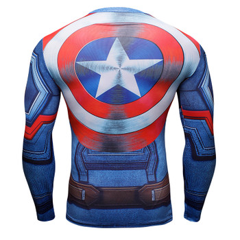 3D Printed T-shirts Captain America Compression Shirt Long Sleeve Cosplay Costume Clothing Tops Male Halloween Costumes For Men