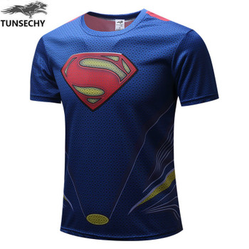 TUNSECHY 2017 batman male compression short-sleeved T-shirt superman captain America Wholesale and retail Free transportation