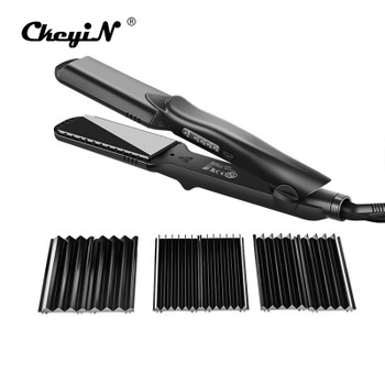 Interchangeable 4 in 1 Fast Hair Straightener Corn Wave Plate Electric Hair Crimper Large To Small Waver Corrugated Flat Iron