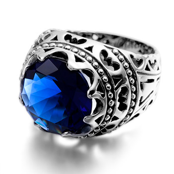 Szjinao Fashion Ethnic Silver Ring Blue Stone Joyas Vintage Cristales Sapphire Sterling Silver Rings For Women Men Rebajas