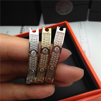 High quality love Bracelets Bangles 316L Titanium steel Luxury full with cz stone bracelet puleiras love bangle for women men High quality love Bracelets Bangles 316L Titanium steel Luxury full with cz stone bracelet puleiras love bangle for women men