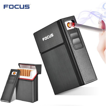 Brand New Ciagrette Holder Box with Removable USB Electronic Lighter Flameless Windproof Tobacco Cigarette Case Lighter