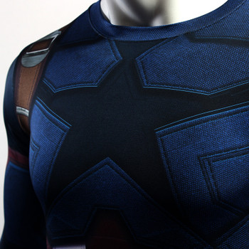 Avengers 3 Captain America 3D Printed T shirts Men Compression Shirt 2018 Cosplay Costume Long Sleeve Tops Male Crossfit Cloth