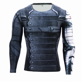  2017 Marvel Superhero Winter Soldier Bucky 3D Men T Shirt Fitness Crossfit T-Shirt Long Sleeve Compression Shirt Mens MMA