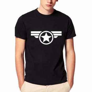 Marvel Captain America 2 Costume Hero Letter Print Mens Fashion Cotton O neck Hip Hop T shirts  Casual Short Sleeves T-shirt Men