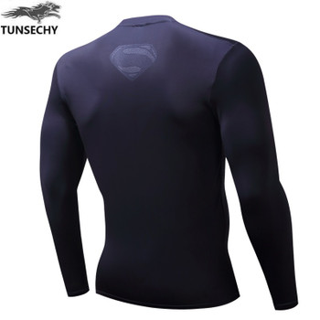 TUNSECHY brand Newest long sleeve compression shirt men's marvel captain america/Ironman/Sipder Man/superman Tights t shirt