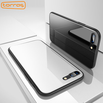 Torras Tempered Glass Case for iPhone 7 8 plus Luxury Protective Back Cover for iPhone8 Glass Case Shockproof