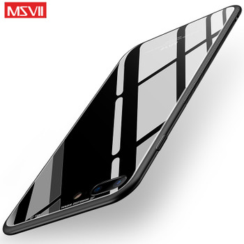 MSVII for iPhone 7 Case Tempered Glass Back Cover Soft Silicon Frame 6 6s Hybrid Protective Housing for iPhone 8 Plus X 10
