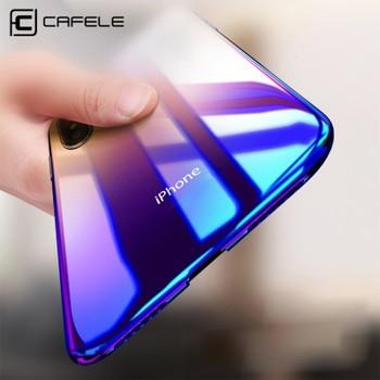 CAFELE Case For iPhone X 10 Originality luxury Aurora Gradient Color Transparent Case For iPhone X 10 light Cover Hard PC Cases