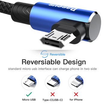 Baseus Reversible Micro USB Cable For Samsung S6 S7 2A Fast Charging Data sync Microusb Cable For Android Mobilie Phone Cables