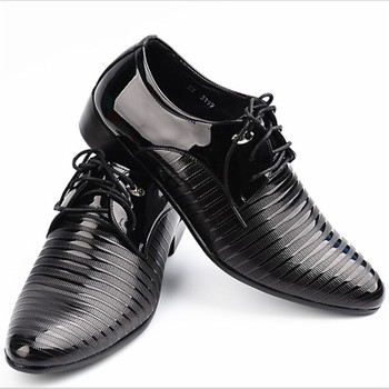 New Fashion Men's Lace-Up Oxfords Dress Shoes Mens PU Leather Business Office Wedding Flats Man Casual Party Driving Shoes