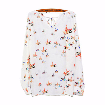 2022 Casual  female vestidos Women Women Summer Casual Long Sleeve Tether Blouse Chiffon Floral Shirt XL Top