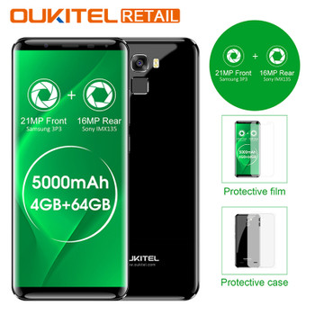 Oukitel K5000 5.7" HD Infinity Display MTK6750 Octa Core Android 7.0 4GB RAM 64GB ROM 21MP Cam 5000mAh Fingerprint 4G Smartphone