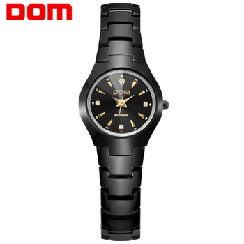 DOM 2018 New Watch Women relogio feminino Dress quartz watches gold silver waterproof Tungsten Steel bracelet watches W-398GK-1M