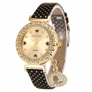  2018 new Love Heart Bracelet Watches Women Leather Crystal Quartz Wrist Watch Gold Clock Relojes Mujer Relogio Feminino Montre 