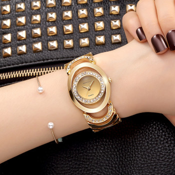 CRRJU Luxury Women Watch Famous Brands Gold Fashion Design Bracelet Watches Ladies Women Wrist Watches Relogio Femininos