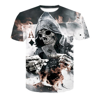 2018 New skull 3D Printing T-shirt Men Fitness Compression Shirts Tops Male T-shirt Summer Cool High Street Wear