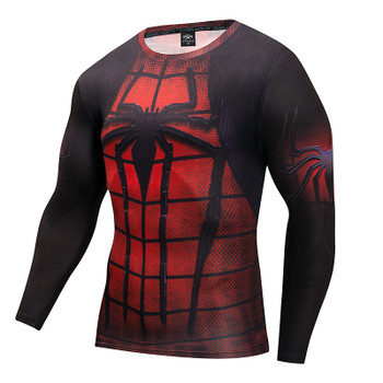 2018 Fitness Compression Shirt Men Anime Bodybuilding Long Sleeve Crossfit 3D Superman Punisher Batman T Shirt Tops Tees