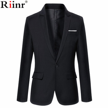 Riinr New Arrival Brand Clothing Autumn Suit Blazer Men Fashion Slim Male Suits Casual Solid Color Masculine Blazer Size