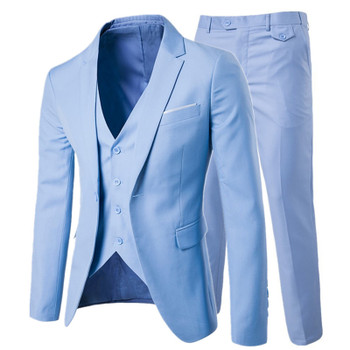 2018/ men's fashion Slim suits men's business casual clothing groomsman three-piece suit Blazers jacket pants trousers vest sets