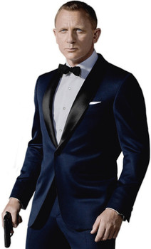 2018 Custom Made Dark Blue Tuxedos  Inspired By Suit Worn In James Bond Wedding Suit business suits Groom suit( Jacket+ Pants )