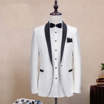 AIMENWANT White Wedding Suit+Pants Set Groomsman Slim Fit Blazer Male Custom Made Tuxedo Suits Prom Suit with Pants 2pcs Outlet