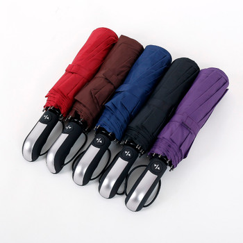 JESSE KAMM New Fully-automatic Three Folding Male Commercial Compact Large Strong Frame Windproof 10Ribs Gentle Black Umbrellas