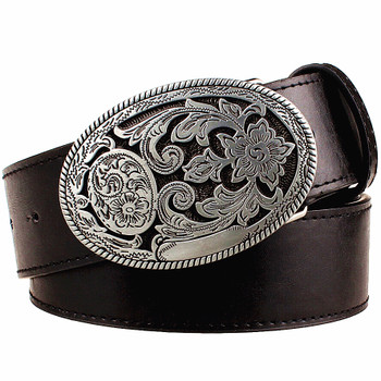 Retro women's belt metal buckle weave Arabesque pattern leather belts jeans trend punk rock strap decoration belt gift for women