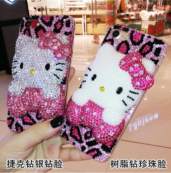 For LG G2 G3 G4 G5 K8 K10 2017 V10 V30 PC+ TPU Hello Kitty full Rhinestone Case