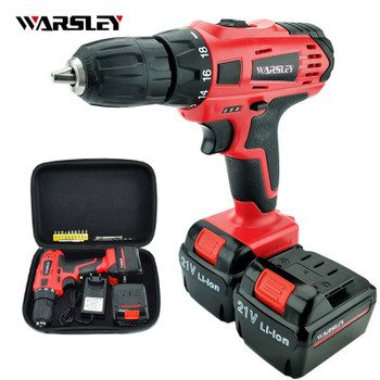 21v electric Drill Electric Cordless Screwdriver power tools Multi-function wireless 2Batteries drill +Professional toolbox