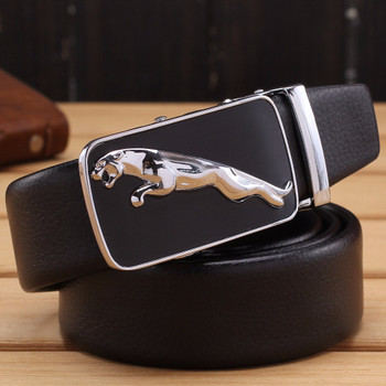 horse jaguar men belt luxury 2018 designer strap high quality fiber leather automatic buckle big plus size 140 cm 150 160 horse