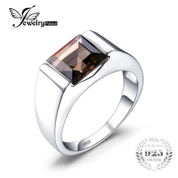 Jewelrypalace Men's Square 2.2ct Genuine Smoky Quartz Wedding Ring 925 Sterling Silver Wedding Ring For Men Fashion Accessories