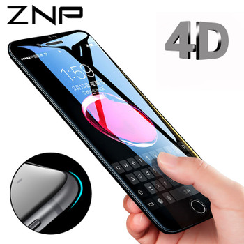 ZNP 4D Edge Tempered Glass For iPhone 7 8 Plus Full Cover Round Protective Screen Protector For iPhone 6 7 Plus X Glass