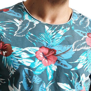 SIMWOOD 2018 Spring Summer Hawaiian  T Shirts Men 100% Pure Cotton Brand Clothing Print  Tees Plus Size Slim Fit TD1168