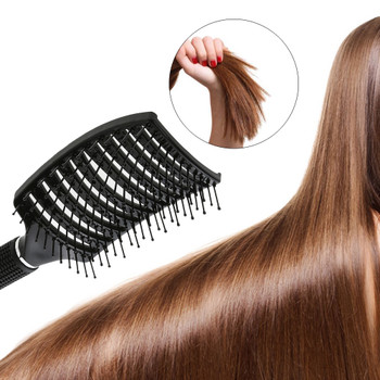 Smooth Hair Pure Pig Hairbrush Women Wet Hair Brush Professional Styling Plastic Nylon Big Bent Comb Hairdressing Styling Tool