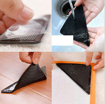 4Pcs/set Triangular Non-slip Mats Fixed Carpet Rug Carpet Mat Grippers Non Slip Skid Silicone Bath Living Room Anti-skid Pads
