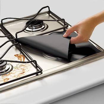 4Pcs/set Black Reusable Foil Gas Hob Range Stovetop Burner Protector Liner Cover For Cleaning Kitchen Tools
